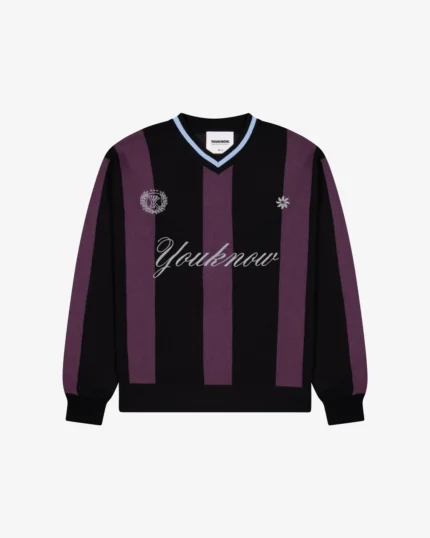 YouKnow Knit Football Jersey | Burgundy Stripe
