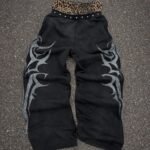 Ykuno Black Leopard Panel Graphic Sweatpants