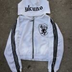 Ykuno White Crest Stripe Windbreaker Jacket