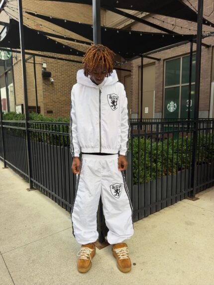Ykuno White Crest Track Jacket & Pants Set