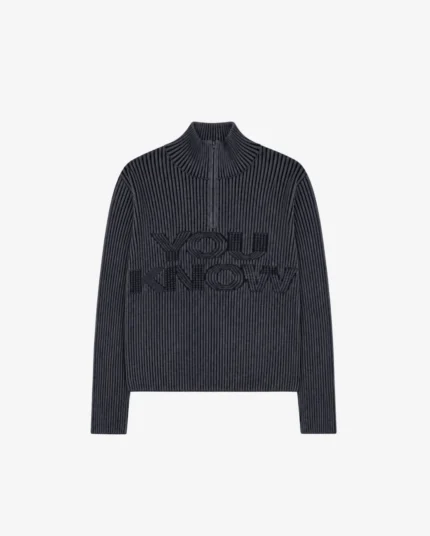 YouKnow Rib Knit Quarter Zip | Dark Navy