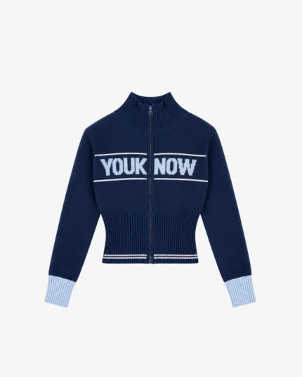 YouKnow Women's Fitted Knit Zip Up | Navy